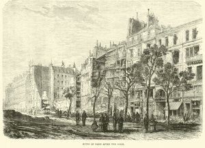Ruinene av Paris etter beleiringen, april 1871 av English School