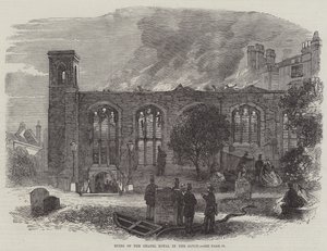 Ruinene av Chapel Royal in the Savoy (gravering) av English School