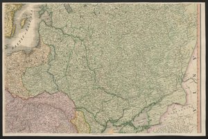 Russland, fra Europa, som beskriver alle endringene i territoriet, sammen med deres avvik i grenselinjene til dets flere imperier og stater som ble enige om og bekreftet av den definitive traktaten i Paris, 20. november 1815, publisert 1816 (farget graveri av English School