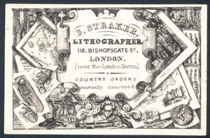 S Straker, litograf, fagkort av English School