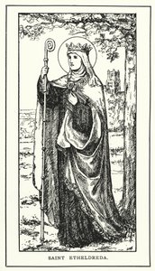Den hellige Etheldreda (gravering) av English School