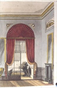 Saloon, plate 87 fra Ackermanns Repository of Arts, utgitt fra 1809-28 (farge litho) av English School