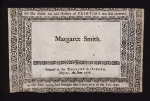 Prøve av trykk utført ved Sheldonian Theatre, Oxford, 25. mai 1736 (gravering) av English School