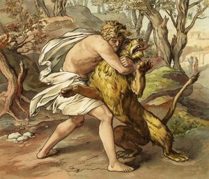 Samson dreper en ung løve av English School