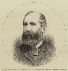 Samuel Laing, Esquire, parlamentsmedlem, styreleder i London and Brighton Railway Company (gravering) av English School