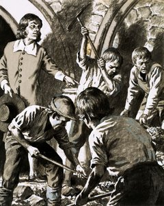 Samuel Pepys registrerte hvordan han prøvde å finne Barksteads skattekammer (gouache på papir) av English School