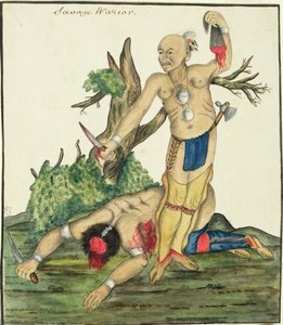 Savage Warrior, ca. 1800 (penn og wc på papir) av English School