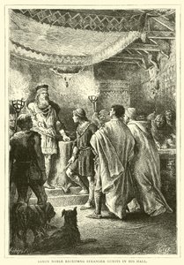 Saxon Noble tar imot fremmede gjester i salen sin av English School
