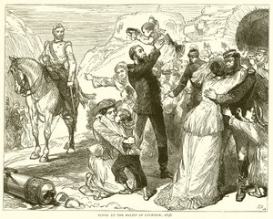 Scene ved Relief of Lucknow, 1858 av English School