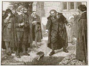 Scene ved begravelsen til Chillingworth, illustrasjon fra Cassells Illustrated History of England (sepiafoto) av English School