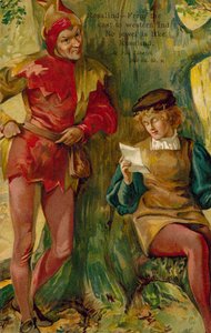 Scene fra Som du vil av William Shakespeare (fargelitografi) av English School