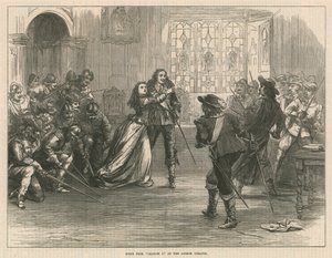 Scene fra Charles I på Lyceum Theatre, London av English School