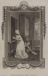 Scene fra Clarissa, av Samuel Richardson av English School