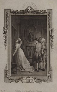 Scene fra Clarissa, av Samuel Richardson av English School