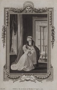 Scene fra Clarissa, av Samuel Richardson av English School