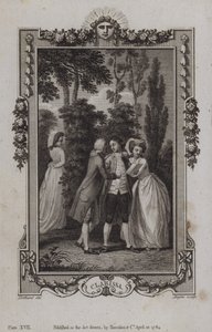Scene fra Clarissa, av Samuel Richardson av English School