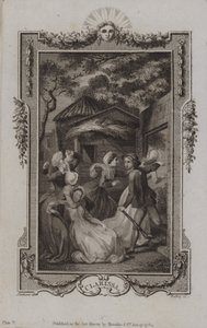 Scene fra Clarissa, av Samuel Richardson av English School