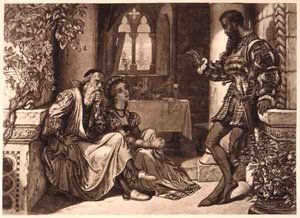 Scene fra Othello, Act I Scene 3, av William Shakespeare (1564-1616) (gravering) av English School