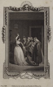 Scene fra The History of Sir Charles Grandison, av Samuel Richardson av English School