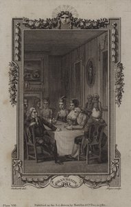 Scene fra The History of Sir Charles Grandison, av Samuel Richardson av English School