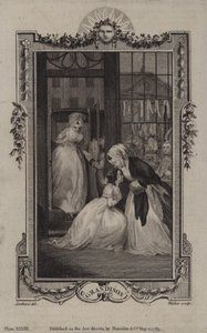 Scene fra The History of Sir Charles Grandison, av Samuel Richardson av English School