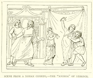 Scene fra en romersk komedie,--Andria av Terence av English School