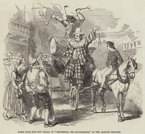 Scene fra det nye dramaet til "Belphegor, The Mountebank," på Adelphi Theatre (gravering) av English School