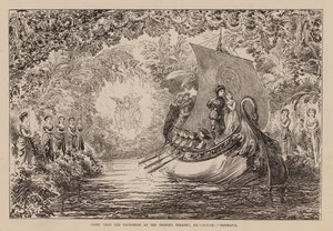 Scene fra pantomimen på Prince#39;s Theatre, Manchester, quot;Sindbadquot; (gravering) av English School