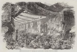 Scene fra tragedien til "Sardanapalus," ved Princess' Theatre, Hall of Nimrod (gravering) av English School