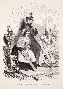 Scene i Petticoat-Lane, illustrasjon fra London Labor og London Poor av Henry Mayhew, pub. 1862 av English School