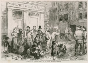 Scene i en London Street på en søndag morgen av English School