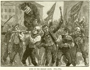 Scene i Belfast-opptøyene av English School