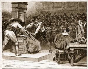 Scene i Underhuset: Speakeren tvang, illustrasjon fra Cassells Illustrated History of England (sepiafoto) av English School