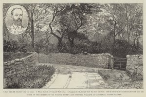 Scene for drapet på herr Walter Bourke og korporal Wallace, i Ardrahan, County Galway av English School