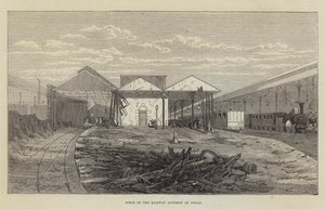 Scene for jernbaneulykken ved Wigan (gravering) av English School