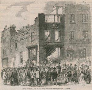 Scene av den dødelige eksplosjonen av fyrverkeri ved Lambeth av English School