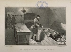 Scene for ranet av en Hackney Baker, ca. 1730 av English School
