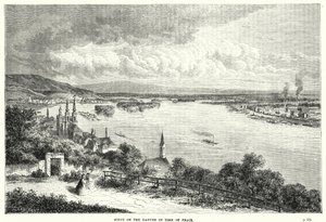 Scene på Donau i fredstid (gravering) av English School