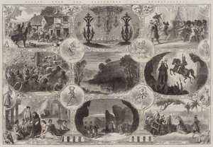 Scener fra Pantomimes og Extravaganzas (gravering) av English School