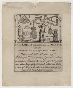 Scientific Instrument Maker, John Smith, handelskort av English School