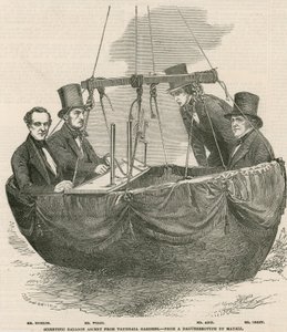 Vitenskapelig ballongoppstigning fra Vauxhall Gardens, London av English School