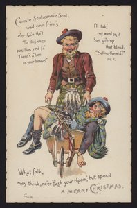 Skott tar med seg sin fulle venn hjem i en trillebår (chromolitho) av English School