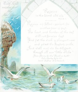 Måker ved havet, nyttårskort av English School