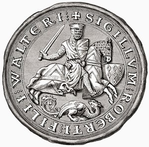 Seal of Robert Fitzwalter, fra A Short History of the English People av J. R. Green, utgitt 1893 av English School