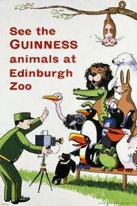 Se Guinness-dyrene i Edinburgh Zoo, ca. 1938 (litografi i farger) av English School