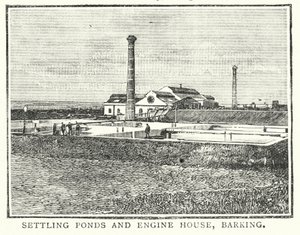 Settlingsdammer og maskinhus, Barking (gravering) av English School