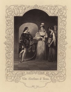 Shakespeare: To herrer fra Verona, akt IV, scene 4 (gravering) av English School
