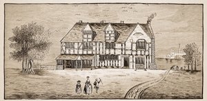 Shakespeares hus, Stratford-Upon-Avon (sepia-bilde) av English School