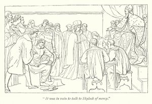 Shakespeares The Merchant Of Venice; Domstol, dogen inviterer Portia til setet hennes av English School