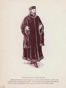 Shakespeares The Merry Wives of Windsor: Doctor Caius, en fransk lege (litho) av English School